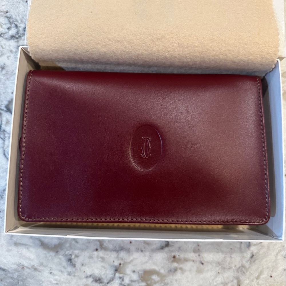 Cartier Burgundy Leather Toiletry Pouch